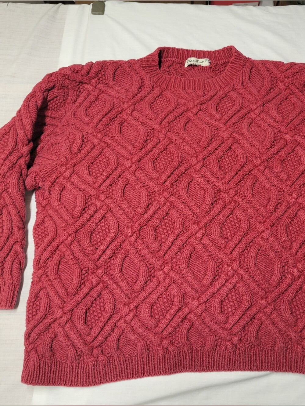 Eddie Bauer Heavy Knit Cotton Cable Crewneck Fisherman Sweater See Pics For Size